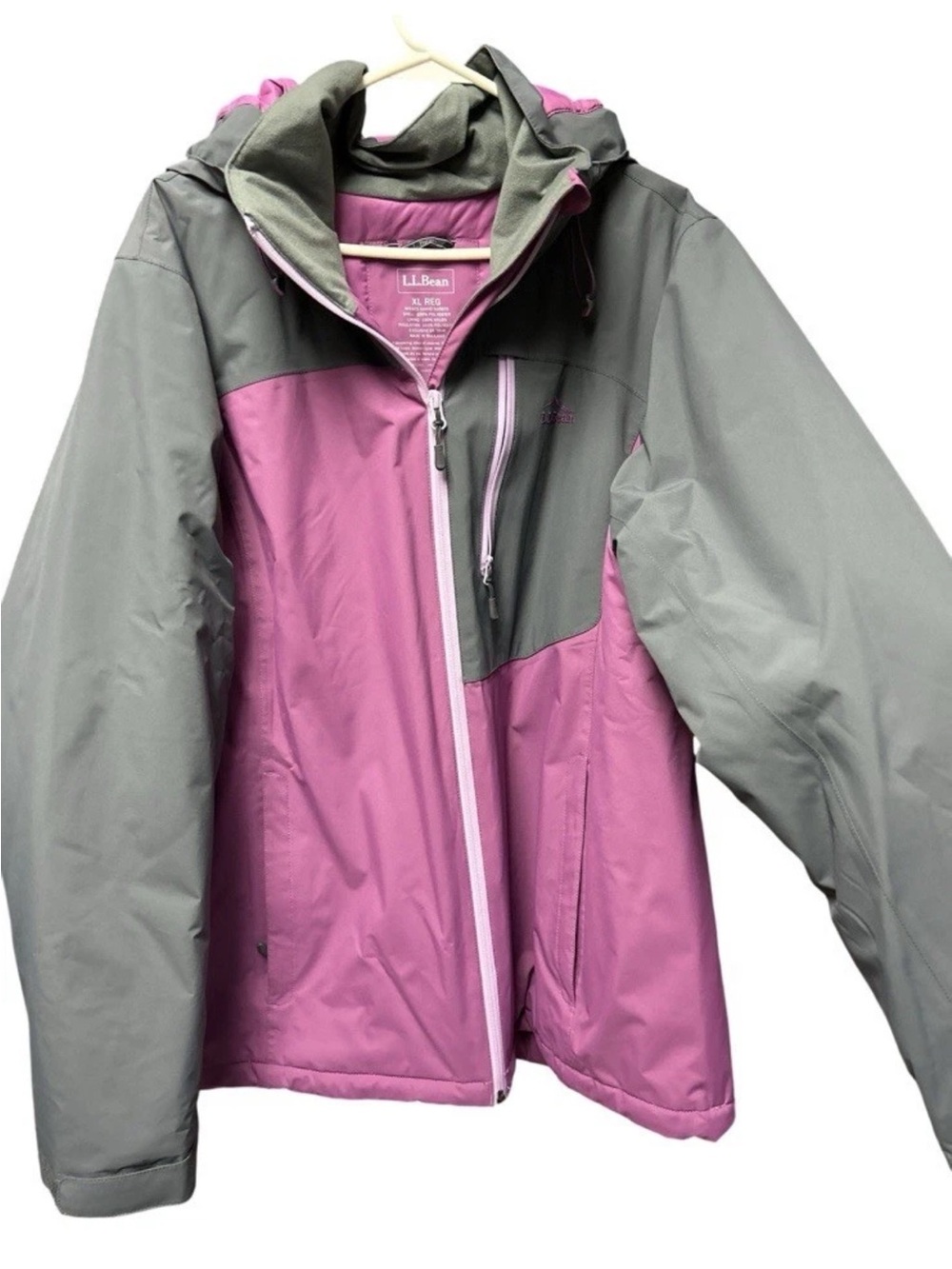 L.L. Bean Two-Tone Hooded Ski Jacket — Pink & Gray never worn